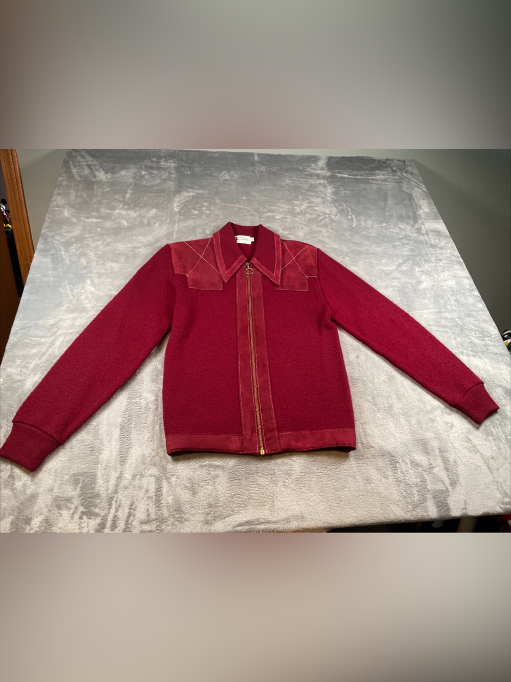 100% Virgin Orlon Acrylic Track Jacket Full Zip Down Sweater Jacket 70s Small